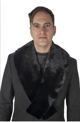 Black mink fur collar - unisex